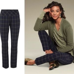 Cabi Connery Plaid Green Navy Blue Trouser Pants Tartan Style #3572 Size 6